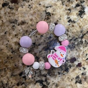 Pink and Purple Snowman tumbler charm